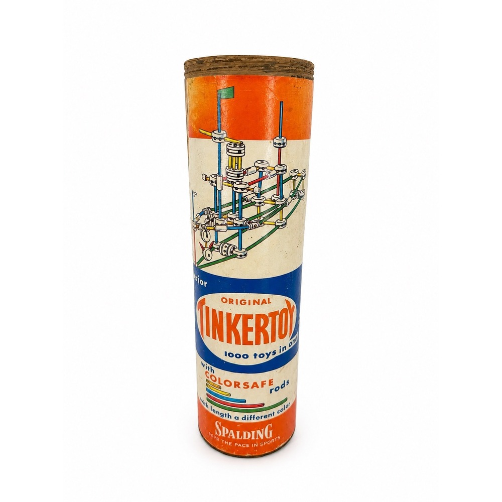 Spalding Tinkertoy Building Set Unisex OS Multi Color Vintage Wood Toycore